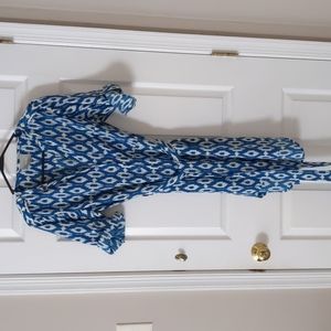 Anthropologie Maeve patterned blue shirt dress